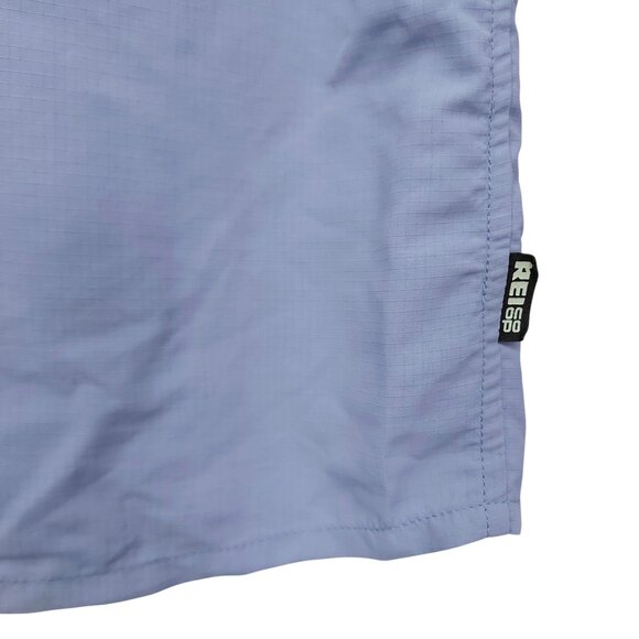 Rei-coop Ripstop Shirt Kids 14-16 Blue Roll Tab Sleeve Snaps Outdoor Hiking - Picture 6 of 12